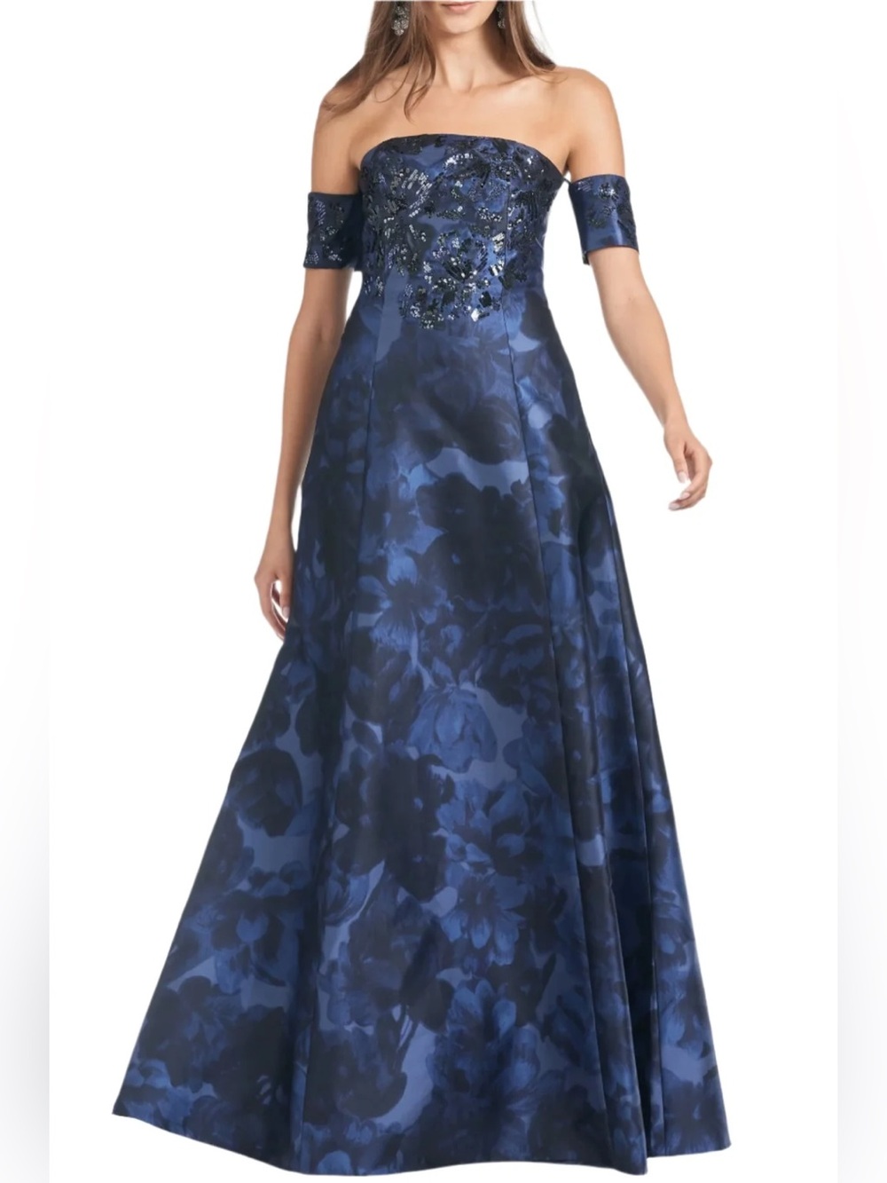 Sachin & Babi Womens Vivien Gown NWT Deep Ocean Bouquet Blue size 10